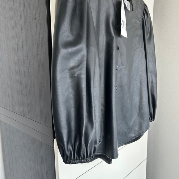 Faux Leather Blouse NWT - Picture 3 of 5